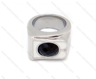 Stainless Steel Casting Epoxy Rings with Black Stone - KJR010026