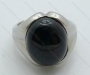 Stainless Steel Round Black Stone Ring KJR040018 (No Stock, Customized Jewelry)