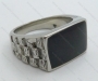Stainless Steel Square Black Epoxy Ring KJR040019 (No Stock, Customized Jewelry)