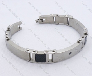 Stainless Steel Black Carbon & Wire Bracelet - KJB130063