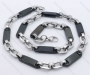 Stainless Steel Stamping Black Plated Rectangular Parallelepiped Necklaces - KJN180044