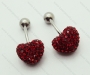Ruby Zircon Heart Shamballa Ear Stud / Ear Nail - KJE070009