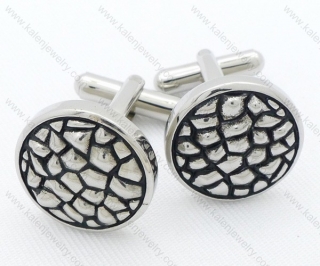 Wholesale Men's Stainless Steel Round Reptilian Design Cuff Links - KJC120024