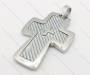 Stainless Steel Inlay Carbon Fiber Cross Pendant - KJP120092