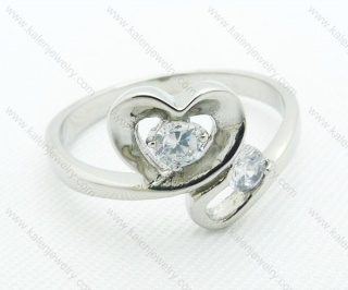 Stainless Steel Zircon Stone Rings - KJR220027