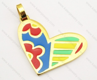 Stainless Steel Colourful Heart Pendants - KJP160011