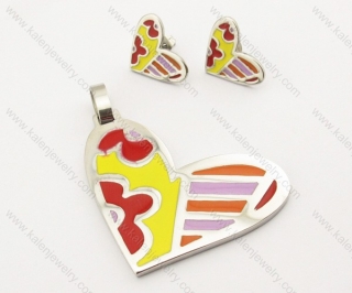 Wholesale Stainless Steel Lovers' Heart Jewelry Sets - KJS160007
