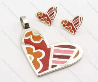 Wholesale Steel Double Heart Jewelry Sets - KJS160010