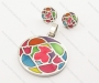 Jewelry Sets of Epoxy & Oil Dropping Steel Bear Earring & Pendant KJS160011