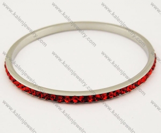 Stainless Steel Dark Red Zircon Bangle - KJB130124
