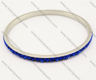 Stainless Steel Bangles with Dark Blue Zircon Stone - KJB130125