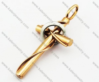 Stainless Steel Rose Gold Cross Pendants - KJP160042