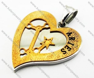 Stainless Steel Aries Constellation Heart Pendants - KJP160070