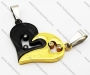 Stainless Steel Couple Pendants with Double Heart Pendant in Gold and Black Plating - KJP160072