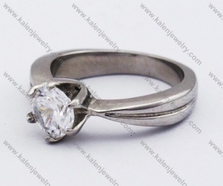 Stainless Steel Zircon Stone Wedding Ring - KJR280028