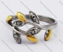 Stainless Steel Inlay Stones Branch Ring - KJR280079
