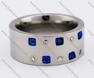 Stainless Steel Inlay Blue Stone Ring - KJR280138