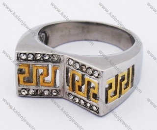 Stainless Steel Gold Plating & Inlay Stones Ring - KJR280184