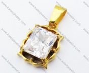 Gold Plating Stainless Steel Inlay Zircon Stone Pendant - KJP051102