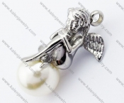 Stainless Steel Angel Pendant Set with Pearl - KJP051124