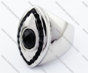Stainless Steel Black Stone Eye Ring - KJR080021