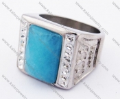 Stainless Steel Blue Stone Ring - KJR280229