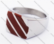 Stainless Steel Red Epoxy Ring - KJR280231