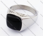 Stainless Steel Black Agate Stone Ring - KJR280234