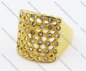 Gold Plating Stainless Steel Stone Ring - KJR280238