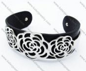 Stainless Steel Blue Leather Flowers Bracelet - KJB050327