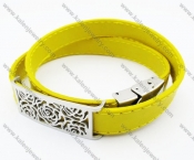 Stainless Steel Leather Flowers Bracelet - KJB050350