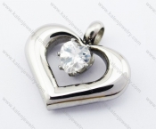 Stainless Steel Inlay Zircon Stone Heart Pendant - KJP051145