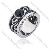 Stainless Steel Inlay Black Stone Ring - KJR350037