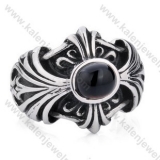 Vintage Stainless Steel Inlay Stone Iris Ring - KJR350049