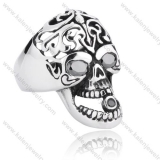 Stainless Steel Inlay Black Stone Eyes Ring - KJR350155