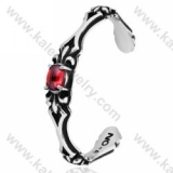 Vintage Stainless Steel Inlay Red Stone Bangle - KJB350004