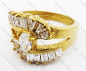 Stainless Steel Gold Plating Inlay CZ Wedding Ring - KJR280272