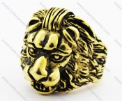 Stainless Steel Gold Lion Ring - KJR010223