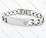 Stainless Steel CNC Inlay Rhinestones Heart Sign Bracelet - KJB400019