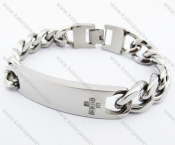 Stainless Steel Inlay Stones Cross Sign Bracelet - KJB400020