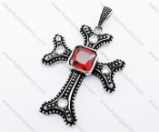 Stainless Steel Ruby Bone Cross Pendant - KJP400011