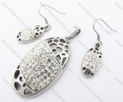 Rhinestones Pendant & Earrings Jewelry Set - KJS410049