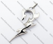 Stainless Steel Inlay Rhinestone Flames Pendant - KJP400049