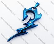 Stainless Steel Inlay Rhinestone Blue Flames Pendant - KJP400050