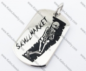 Stainless Steel Skull Tag Pendant - KJP400064