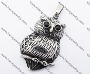 Stainless Steel Black Eyes Owl Pendant KJP170259