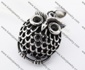 Stainless Steel Black Stone Eyes Chunky Owl Pendant KJP170261