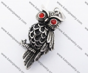 Stainless Steel Red Rhinestone Eye Owl Pendant KJP170264