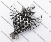 Stainless Steel Black Stone Eyes Wings Flying Owl Pendant KJP170270