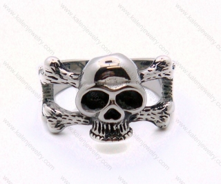 Stainless Steel Antique Silver Skull Rings - KJR010020